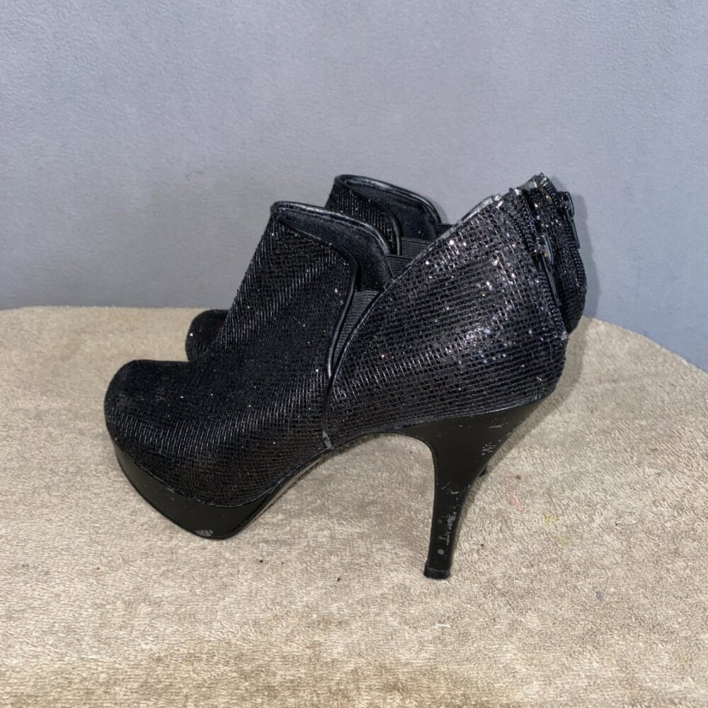 Unlisted Black Sequin Ankle Booties Size 8M – Sparkle Party Heels - Picture 5 of 8